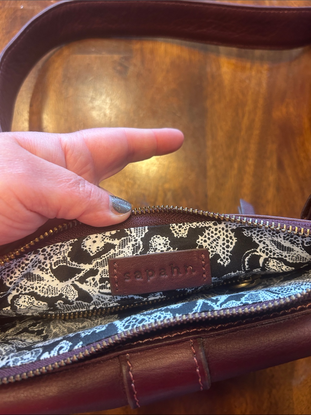 Sapahn Leather Belt Bag With Gold Ring Accent - Burgundy — image 5 of 6